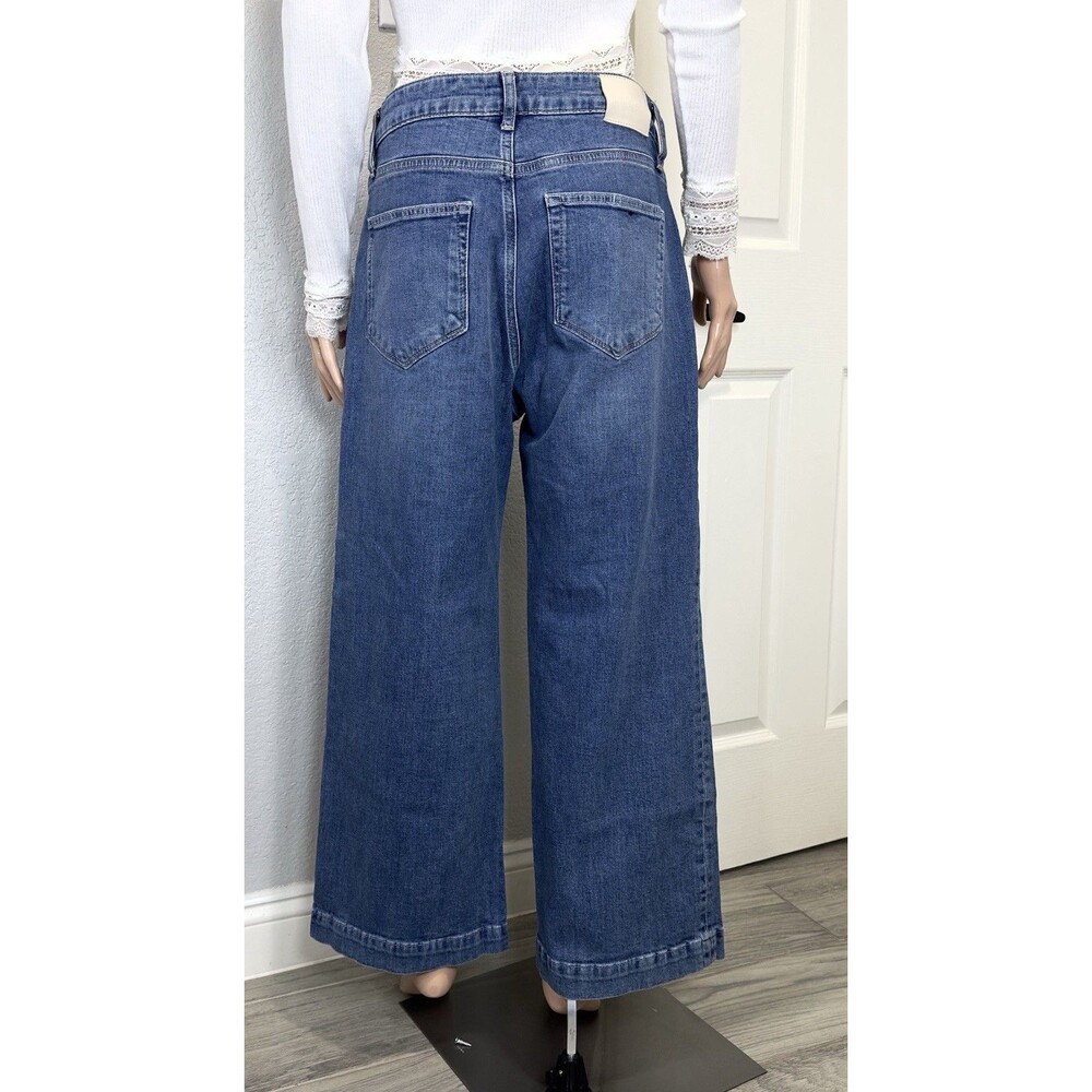PAIGE Anessa Jeans Womens 31 High Rise Ankle Wide Leg Patch Pocket Blue - Picture 4 of 10